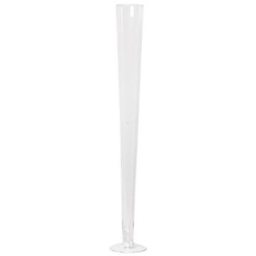 Large slim floor vase WANJA, glass, foot, transparent, 16"/40cm, Ø4.3"/11cm