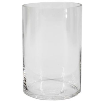 Cylindrical vase made of glass SANSA OCEAN, recycled, clear, 6"/15cm, Ø4"/10cm