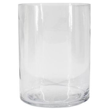 Cylindrical vase made of glass SANSA OCEAN, recycled, clear, 8"/20cm, Ø6"/15cm