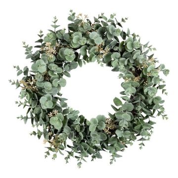 Artificial wreath Eucalyptus LEMTI with flowers, grey-green, Ø16"/40cm Artificial wreath Eucalyptus LEMTI with flowers, grey-green, Ø16"/40cm