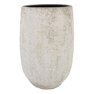 Ceramic vase VEMIL, speckled, white, 20"/50cm, Ø11"/29cm