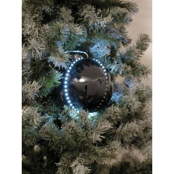 Christmas tree ball LUVELIA with LED, 5 pcs, shiny black, Ø3.1"/8cm Christmas tree ball LUVELIA with LED, 5 pcs, shiny black, Ø3.1"/8cm