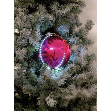 Christmas tree ball LUVELIA with LED, 5 pcs, shiny pink, Ø3.1"/8cm Christmas tree ball LUVELIA with LED, 5 pcs, shiny pink, Ø3.1"/8cm