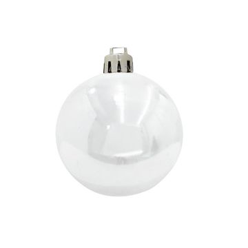 Christmas tree ball TEODORA, 6 pcs, shiny white, Ø2.8"/7cm Christmas tree ball TEODORA, 6 pcs, shiny white, Ø2.8"/7cm