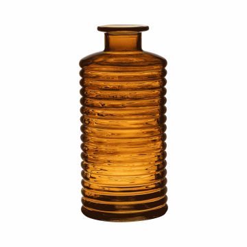 Glass vase STUART with grooves, bottle-shaped, orange-brown-clear, 12"/31cm, Ø5.7"/14.5cm