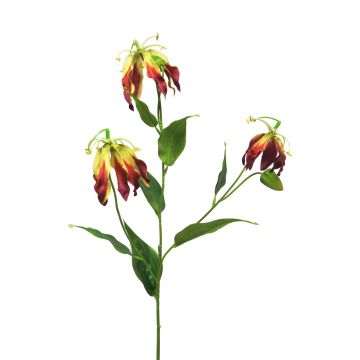 Artificial gloriosa superba branch XIANGTING, burgundy-yellow, 33"/85cm