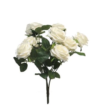 Fake rose bush KAILIN on spike, cream, 16"/40cm