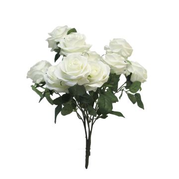 Fake rose bush KAILIN on spike, white, 16"/40cm