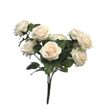 Fake rose bush KAILIN on spike, cream-pink, 16"/40cm