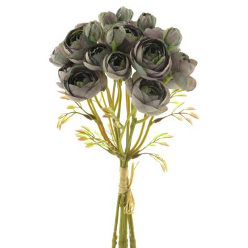 Artificial rose bouquet YANMEI, grey-purple, 12"/30cm