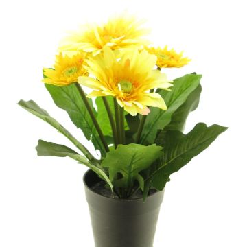 Artificial gerbera XIAOOU in decorative pot, yellow, 10"/25cm Artificial gerbera XIAOOU in decorative pot, yellow, 10"/25cm