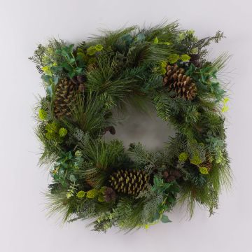 Artificial fir wreath VIGGO, cones, boswellia, green, Ø24"/60cm