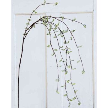Artificial rose leaf branch VALEA, glitter, green, 4ft/115cm Artificial rose leaf branch VALEA, glitter, green, 4ft/115cm