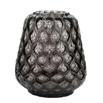 Flower vase glass LEISSAN, honeycomb pattern, grey, 12"/30cm, Ø9"/23cm Flower vase glass LEISSAN, honeycomb pattern, grey, 12"/30cm, Ø9"/23cm