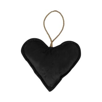Velvet Decorative heart hanger EYRUN, hanging cord, black, Ø6.3"/16cm Velvet Decorative heart hanger EYRUN, hanging cord, black, Ø6.3"/16cm