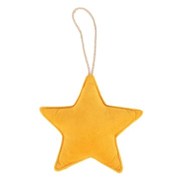 Velvet Decorative star hanger EYRUN, hanging cord, yellow, Ø6.3"/16cm Velvet Decorative star hanger EYRUN, hanging cord, yellow, Ø6.3"/16cm