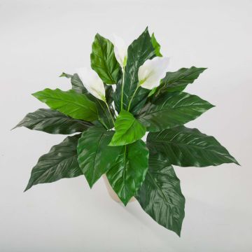Fake Spathiphyllum ROMY, with flowers, on spike, white, 28"/70cm