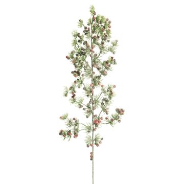 Decorative larch branch JAHELI, snowy, berries, green-red, 28"/70cm