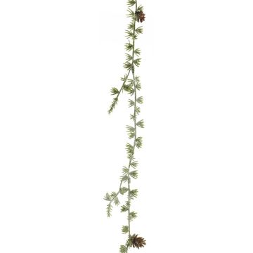 Decorative larch garland NANZIA, frozen, with cones, green, 6ft/180cm Decorative larch garland NANZIA, frozen, with cones, green, 6ft/180cm