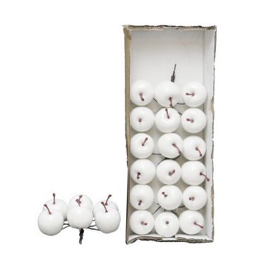 Artificial apples YANWEN, 24 pieces, shiny white, 1.1"/2.7cm, Ø1.3"/3.2cm Artificial apples YANWEN, 24 pieces, shiny white, 1.1"/2.7cm, Ø1.3"/3.2cm