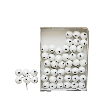 Artificial pomegranates MANJIE, 48 pieces, shiny white, Ø1.4"/3,5cm Artificial pomegranates MANJIE, 48 pieces, shiny white, Ø1.4"/3,5cm