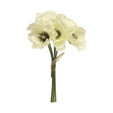 Artificial poppy bouquet XIONG, white, 12"/30cm Artificial poppy bouquet XIONG, white, 12"/30cm