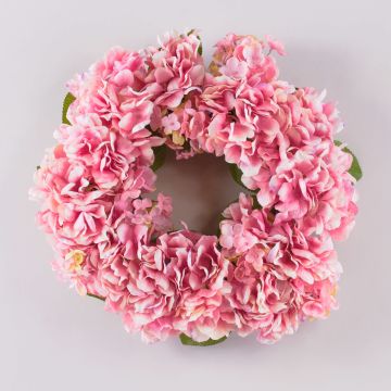 Artificial hydrangea wreath MEJA, light pink, Ø14"/35cm