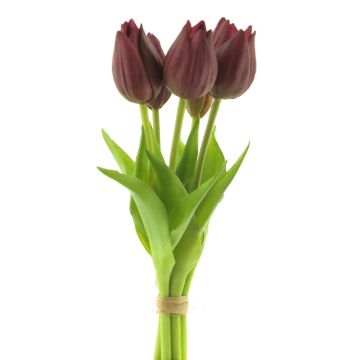 Artificial tulip bouquet LETISIA, dark purple, 10"/25cm