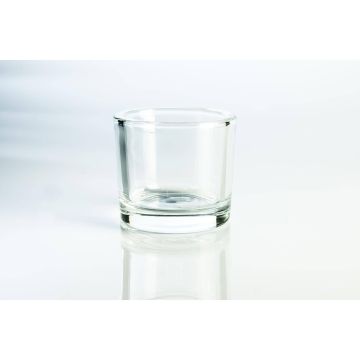 Small candle glass JOHN AIR, clear, 3.1"/8cm, Ø3.5"/9cm