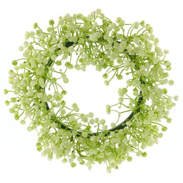 Artificial gypsophila wreath NALIAN, cream, Ø10"/25cm