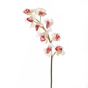 Fake sprig of orchid cymbidium OKSANA, white-pink, 31"/80cm, Ø2.6"/6,5cm Fake sprig of orchid cymbidium OKSANA, white-pink, 31"/80cm, Ø2.6"/6,5cm