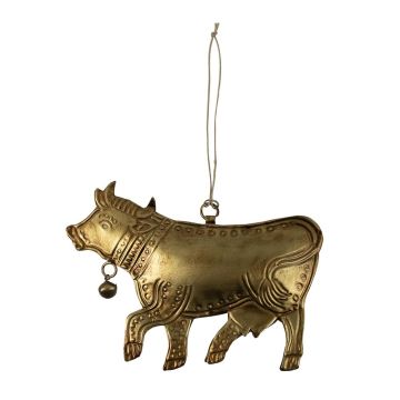 Metal Kuh Decorative hanger VALDIMAR, gold, 16x11cm