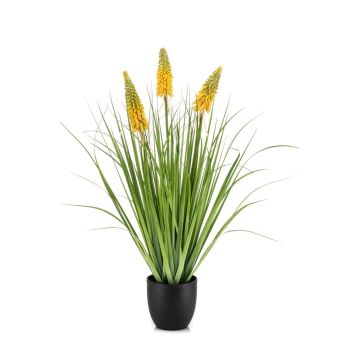 Artificial Red hot poker FLORENS in a decorative pot, green-yellow, 35"/90cm Artificial Red hot poker FLORENS in a decorative pot, green-yellow, 35"/90cm
