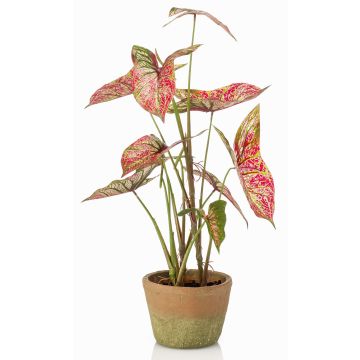 Artificial Syngonium plant YOMREL in a terracotta pot, red and green, 24"/60cm