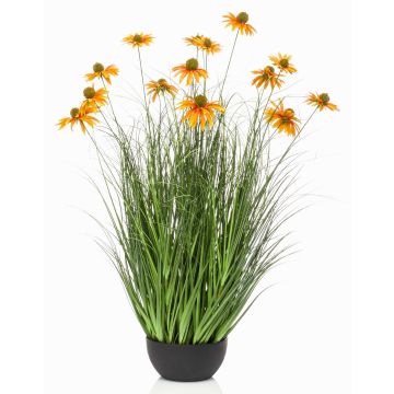 Artificial sunflower SHALLA with blooms, decorative bowl, orange, 35"/90cm Artificial sunflower SHALLA with blooms, decorative bowl, orange, 35"/90cm