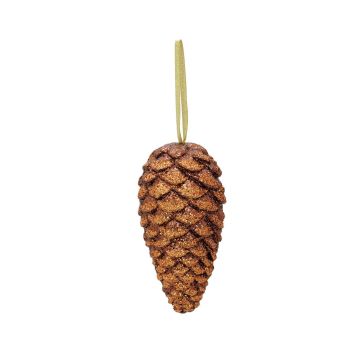 Glittery pine cones VINCENT, hanging, copper, 23cm