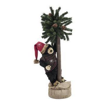 JOEL Christmas Bear decorative figure with fir tree, brown, 105cm