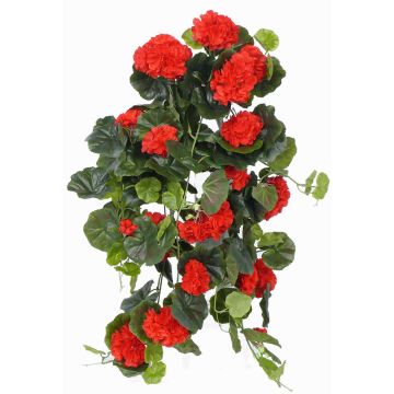 Artificial hanging geranium ANTON on spike, red, 26"/65cm, Ø2"-3.1"/5-8cm