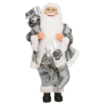 Father Christmas figurine WILKEN, gift bag, filled sock, silver-grey, 20x14x45cm Father Christmas figurine WILKEN, gift bag, filled sock, silver-grey, 20x14x45cm
