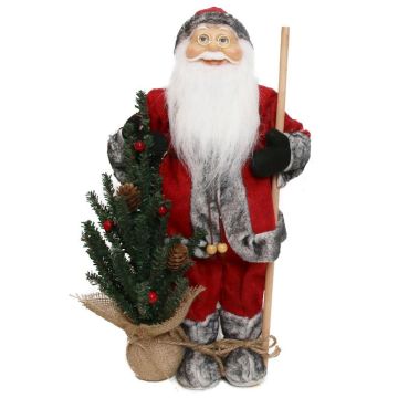 Father Christmas figurine HENNING, Christmas tree, wooden stick, red-grey, 24x14x45cm Father Christmas figurine HENNING, Christmas tree, wooden stick, red-grey, 24x14x45cm