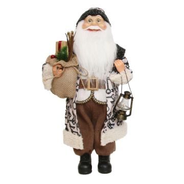 Father Christmas figurine ARNDOR, gift bag, lantern, beige-brown, 23x14x45cm Father Christmas figurine ARNDOR, gift bag, lantern, beige-brown, 23x14x45cm