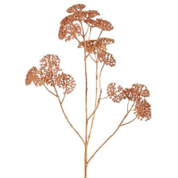 Decorative yarrow branch ORTEGA, copper, 30"/75cm, Ø2.8"-5.1"/7-13cm Decorative yarrow branch ORTEGA, copper, 30"/75cm, Ø2.8"-5.1"/7-13cm