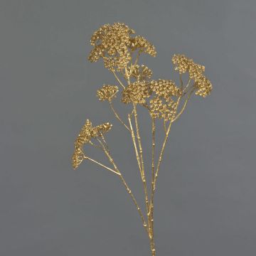Decorative yarrow branch ORTEGA, gold, 30"/75cm, Ø2.8"-5.1"/7-13cm Decorative yarrow branch ORTEGA, gold, 30"/75cm, Ø2.8"-5.1"/7-13cm