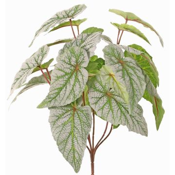 Artificial leaf begonia DIKTIS on a stem, green-grey, 14"/35cm