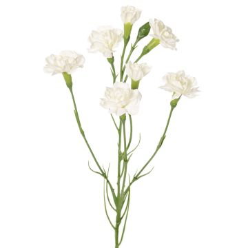 Artificial carnation branch PIARA, white, 60cm, Ø3–5cm
