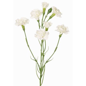 Artificial carnation branch PIARA, white, 60cm, Ø3–5cm