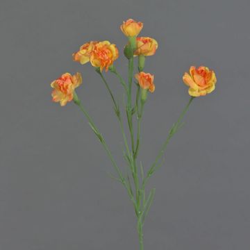 Artificial carnation branch PIARA, orange-yellow, 60cm, Ø3–5cm
