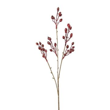 Decorative branch of dog rose FRIMTE with rose hips, burgundy red, 22"/55cm