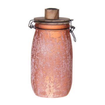 Storage jar with swing top ANNEDORE with dinner candle holder, frosted look, amber, 24,5cm, Ø11,5cm