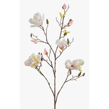 Fake magnolia spray LILO, white-pink, 4ft/110cm, Ø2"-3.5"/5-9cm